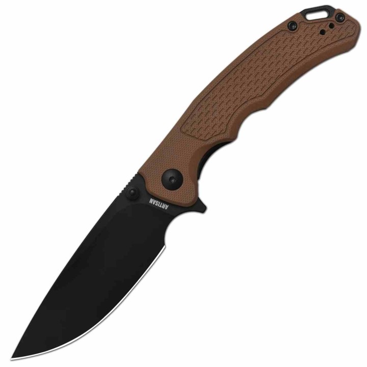 Couteau ArtisanCutlery Tradition V2 Lame Acier AR-RPM9 Manche G10 Brown Liner Lock ATZ1702MBBN - Livraison Gratuite