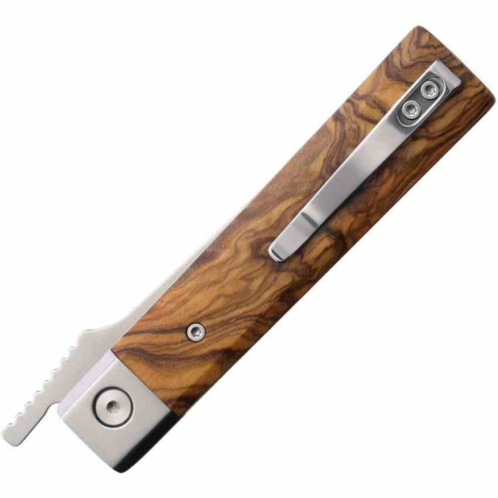 Couteau TRIVISA Dolphin-JO Lame Acier 14C28N Satinée Manche Bois d'Olivier Liner Lock TVYZ04JGL - Livraison Gratuite