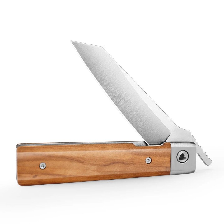 Couteau TRIVISA Dolphin-FO Lame Tanto Reverse Acier 14C28N Manche Bois Olivier Liner Lock TVYZ04FGL - Livraison Gratuite