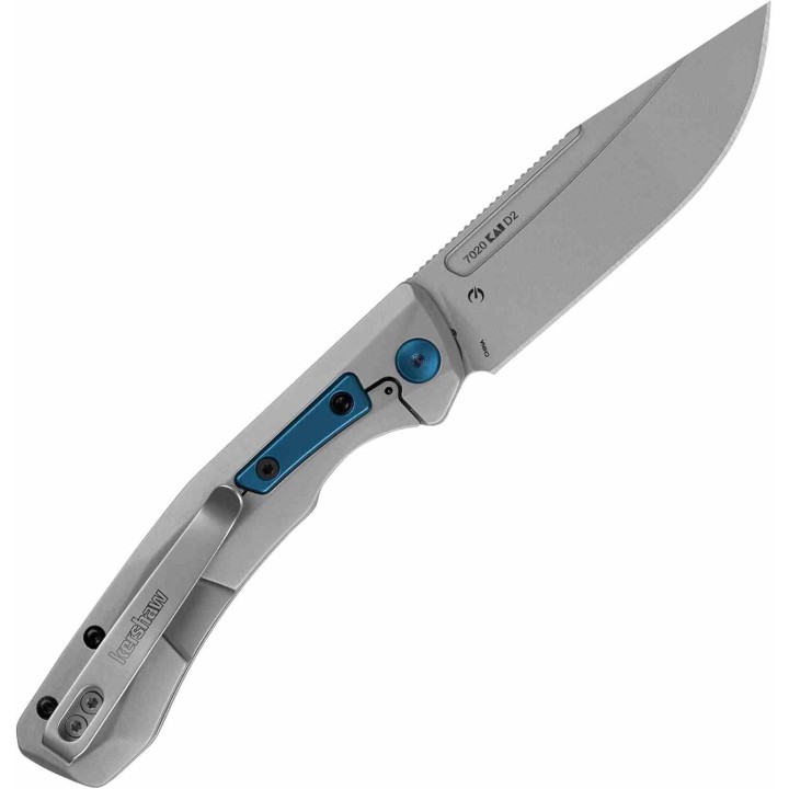 Couteau Kershaw Highball XL Lame Acier D2 Manche Acier Gris KIVT Frame Lock KS7020 - Livraison Gratuite