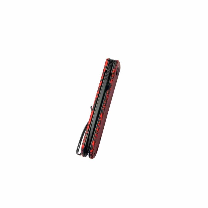 Couteau KUBEY NEO Lame Acier AUS-10 Manche G10 Rouge/Noir Damas Sécurité Liner Lock KUB371F - Livraison Gratuite