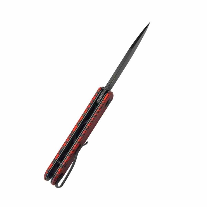 Couteau KUBEY NEO Lame Acier AUS-10 Manche G10 Rouge/Noir Damas Sécurité Liner Lock KUB371F - Livraison Gratuite