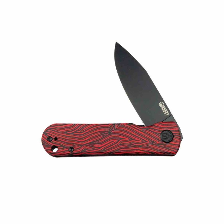 Couteau KUBEY NEO Lame Acier AUS-10 Manche G10 Rouge/Noir Damas Sécurité Liner Lock KUB371F - Livraison Gratuite