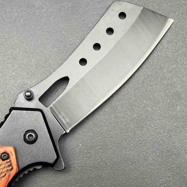 Lot de 3 Couteau S-TEC Cleaver Semi-Automatique Lame Acier Inox Manche en Bois Liner Lock STT271281 - Livraison Gratuite