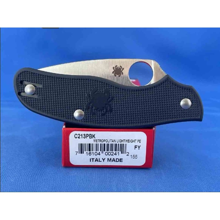 Couteau Spyderco Metropolitan Lightweight Lame Satinée M398 Manche FRN Noir Italy SC213PBK - Livraison Gratuite