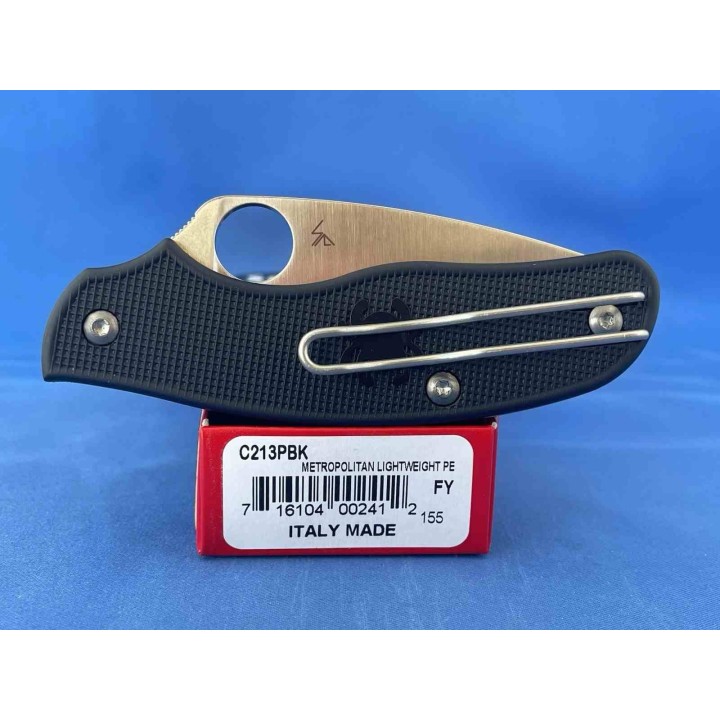 Couteau Spyderco Metropolitan Lightweight Lame Satinée M398 Manche FRN Noir Italy SC213PBK - Livraison Gratuite