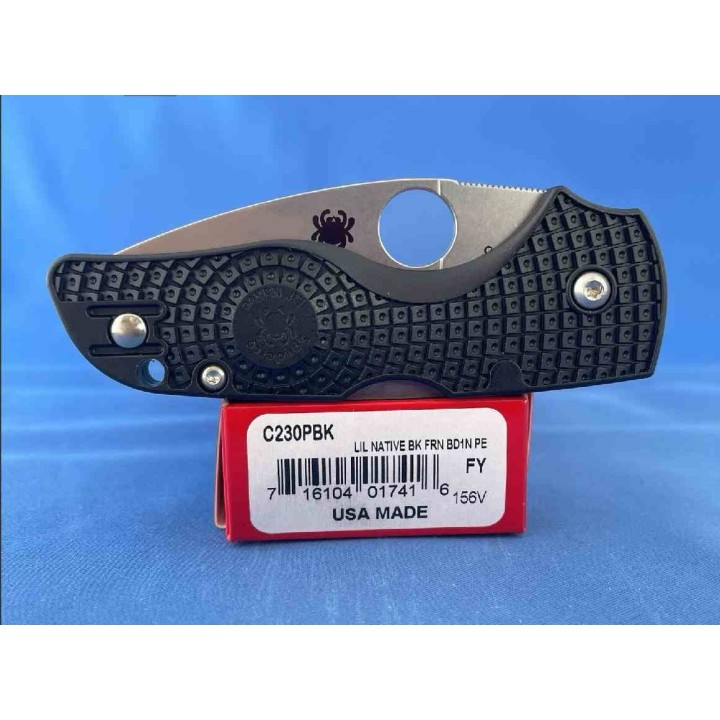 Couteau Spyderco Lil' Native Lightweight Lame Acier CTS BD1N Manche FRN Noir Made USA SC230PBK - Livraison Gratuite