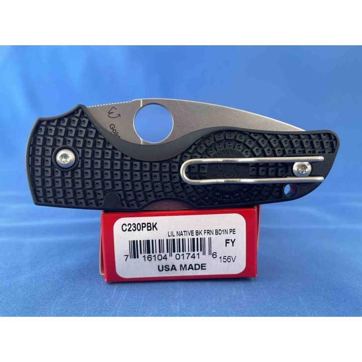 Couteau Spyderco Lil' Native Lightweight Lame Acier CTS BD1N Manche FRN Noir Made USA SC230PBK - Livraison Gratuite