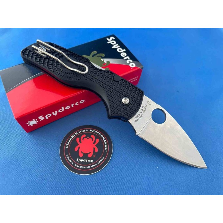 Couteau Spyderco Lil' Native Lightweight Lame Acier CTS BD1N Manche FRN Noir Made USA SC230PBK - Livraison Gratuite