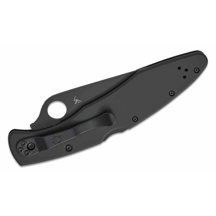 Couteau Spyderco Police Black Lame Acier VG10 Manche Acier Inox Noir Lockback Made Japan SC07BKP - Livraison Gratuite
