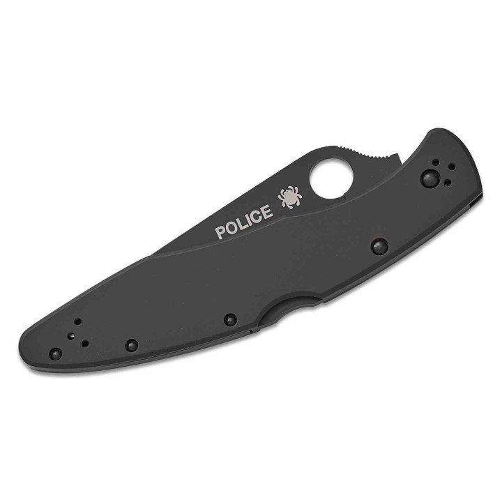 Couteau Spyderco Police Black Lame Acier VG10 Manche Acier Inox Noir Lockback Made Japan SC07BKP - Livraison Gratuite