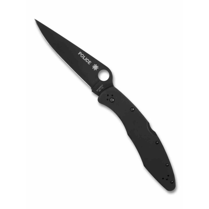 Couteau Spyderco Police Black Lame Acier VG10 Manche Acier Inox Noir Lockback Made Japan SC07BKP - Livraison Gratuite