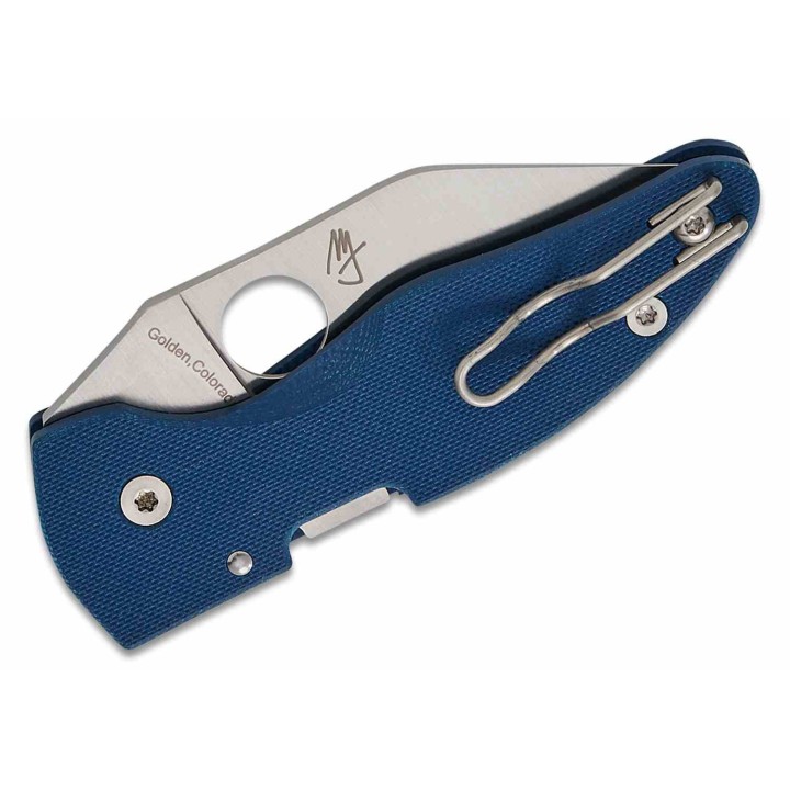 Couteau Spyderco MicroJimbo Lame Acier CPM-SPY27 Manche G10 Bleu Compression Lock USA SC264GPCBL - Livraison Gratuite