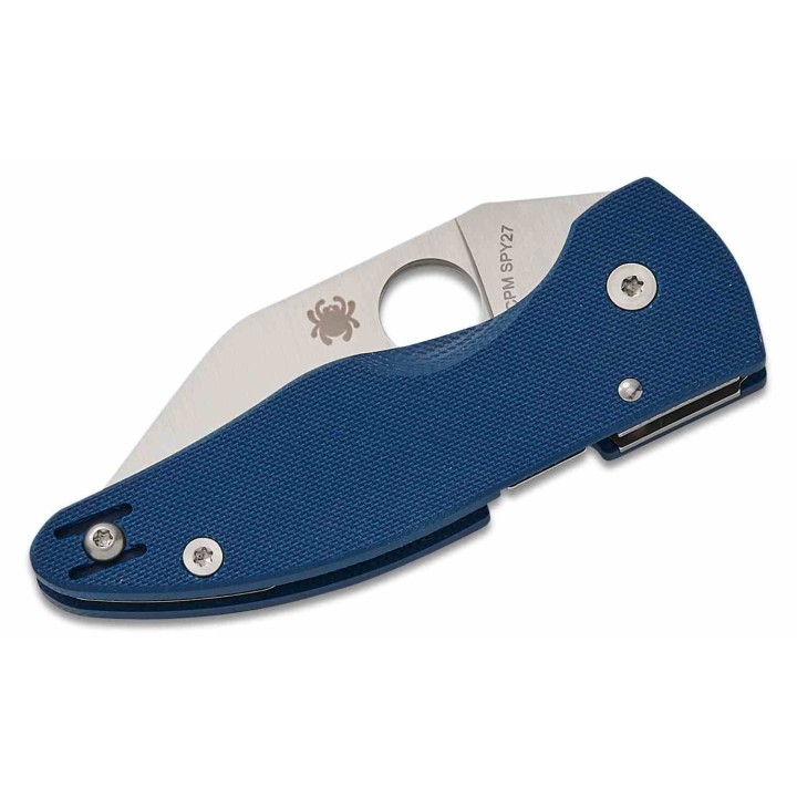 Couteau Spyderco MicroJimbo Lame Acier CPM-SPY27 Manche G10 Bleu Compression Lock USA SC264GPCBL - Livraison Gratuite