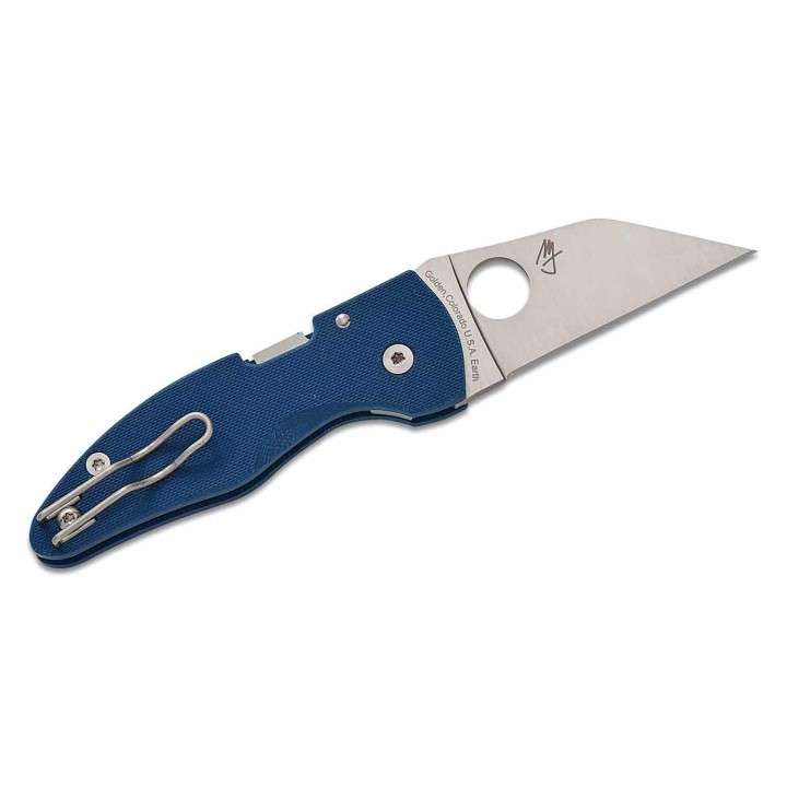 Couteau Spyderco MicroJimbo Lame Acier CPM-SPY27 Manche G10 Bleu Compression Lock USA SC264GPCBL - Livraison Gratuite