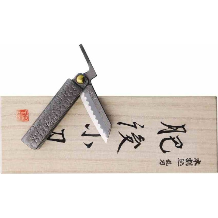 Couteau Higonokami Tsuchime Medium Lame Acier VG-10 Manche Acier Plié Japan HIGOTM02 - Livraison Gratuite