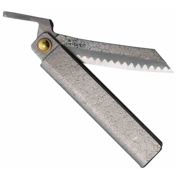Couteau Higonokami Tsuchime Medium Lame Acier VG-10 Manche Acier Plié Japan HIGOTM02 - Livraison Gratuite