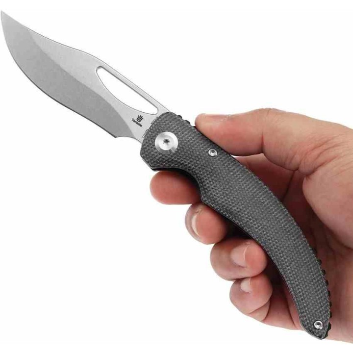 Couteau Tenable Gideon Lame Nitro-V Manche Micarta Noir Linerlock Clip T1119A1 - Livraison Gratuite