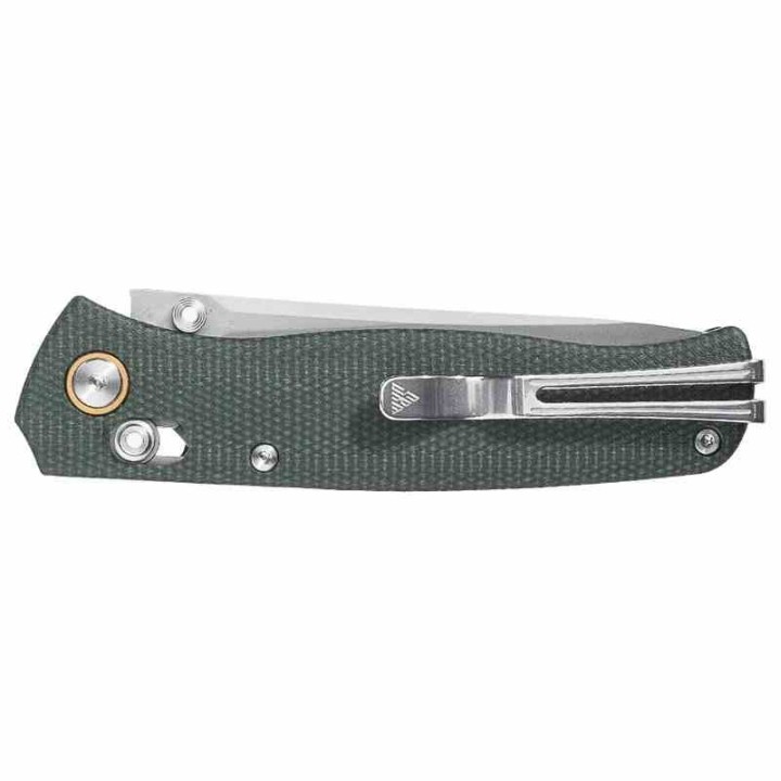 Couteau SRM Medal Lame Acier Laminated 140Cr Manche Micarta Vert OD Ambi-Lock SRM255LMG2 - Livraison Gratuite