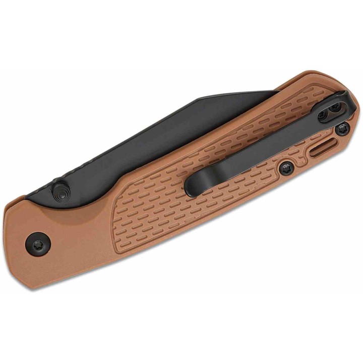 Couteau CJRB Pyrite Light Lame Acier AR-RPM9 Manche FRN Brown Button Lock  KIVT J1945BBN - Livraison Gratuite