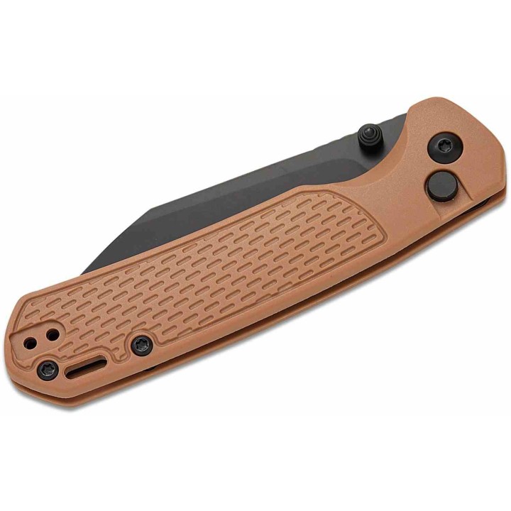 Couteau CJRB Pyrite Light Lame Acier AR-RPM9 Manche FRN Brown Button Lock  KIVT J1945BBN - Livraison Gratuite