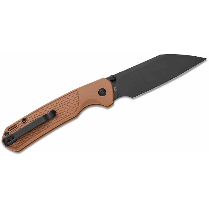 Couteau CJRB Pyrite Light Lame Acier AR-RPM9 Manche FRN Brown Button Lock  KIVT J1945BBN - Livraison Gratuite