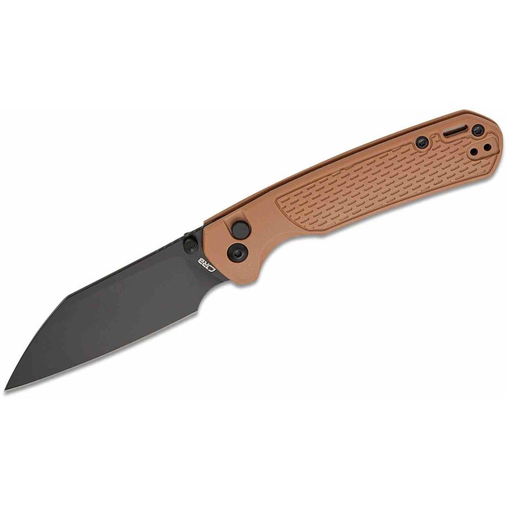 Couteau CJRB Pyrite Light Lame Acier AR-RPM9 Manche FRN Brown Button Lock  KIVT J1945BBN - Livraison Gratuite