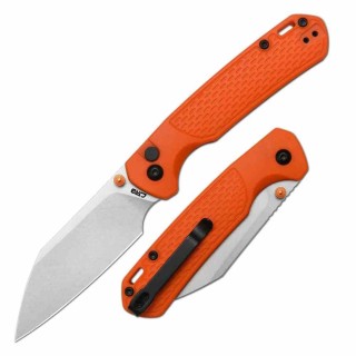 Couteau CJRB Pyrite Light Lame Acier AR-SFII Manche FRN Orange Button Lock KIVT J1945OE - Livraison Gratuite