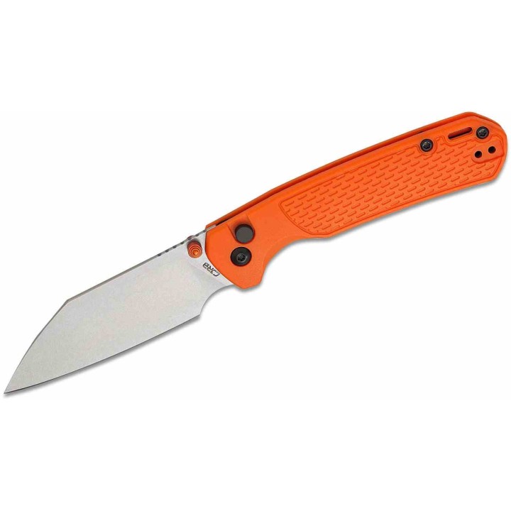 Couteau CJRB Pyrite Light Lame Acier AR-SFII Manche FRN Orange Button Lock KIVT J1945OE - Livraison Gratuite