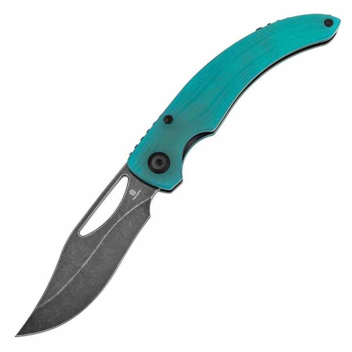 Couteau Tenable Gideon Lame Acier Nitro-V Manche en G10 Bleu Tiffany Linerlock Clip T1119A5 - Livraison Gratuite