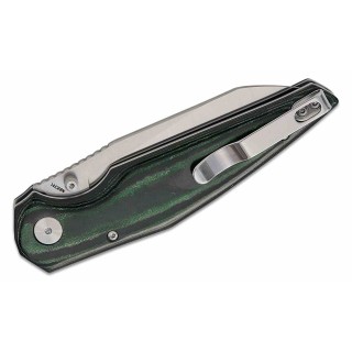 Couteau Bestech Snakebird Lame Acier 14C28N Manche Micarta Vert/Noir Button Lock KIVT BTKG58A - Livraison Gratuite