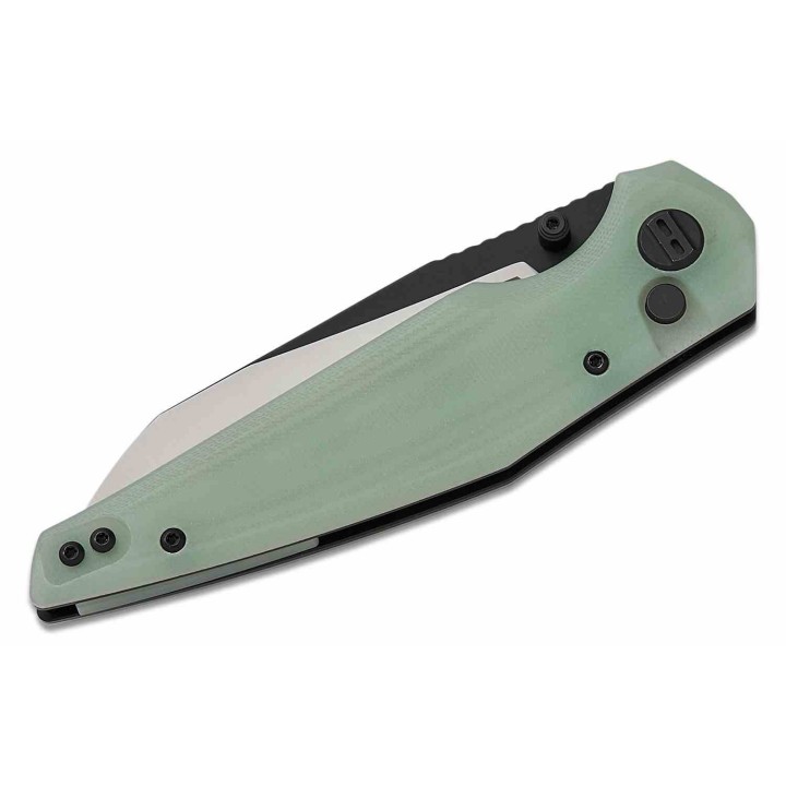 Couteau Bestech Snakebird Lame Acier 14C28N Manche G10 Jade Button Lock KIVT BTKG58D - Livraison Gratuite