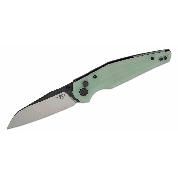 Couteau Bestech Snakebird Lame Acier 14C28N Manche G10 Jade Button Lock KIVT BTKG58D - Livraison Gratuite