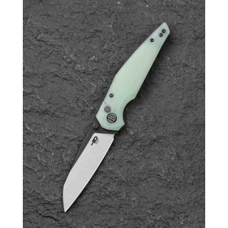 Couteau Bestech Snakebird Lame Acier 14C28N Manche G10 Jade Button Lock KIVT BTKG58D - Livraison Gratuite