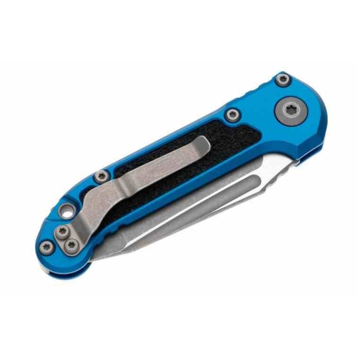 Couteau Automatique Microtech LUDT Lame Acier M390 Manche Aluminium Bleu Button Lock USA MCT113612APBL - Livraison Gratuite