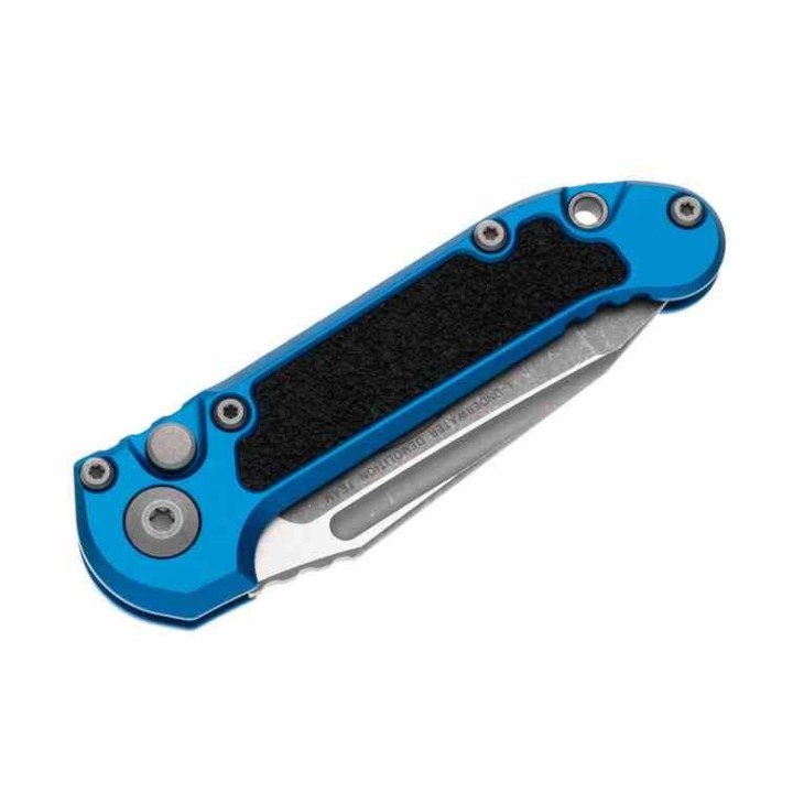 Couteau Automatique Microtech LUDT Lame Acier M390 Manche Aluminium Bleu Button Lock USA MCT113612APBL - Livraison Gratuite