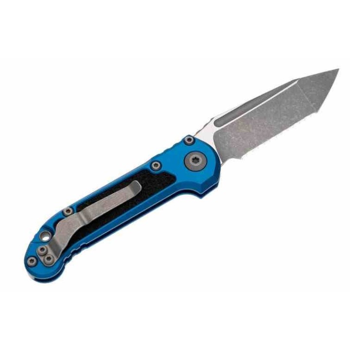 Couteau Automatique Microtech LUDT Lame Acier M390 Manche Aluminium Bleu Button Lock USA MCT113612APBL - Livraison Gratuite