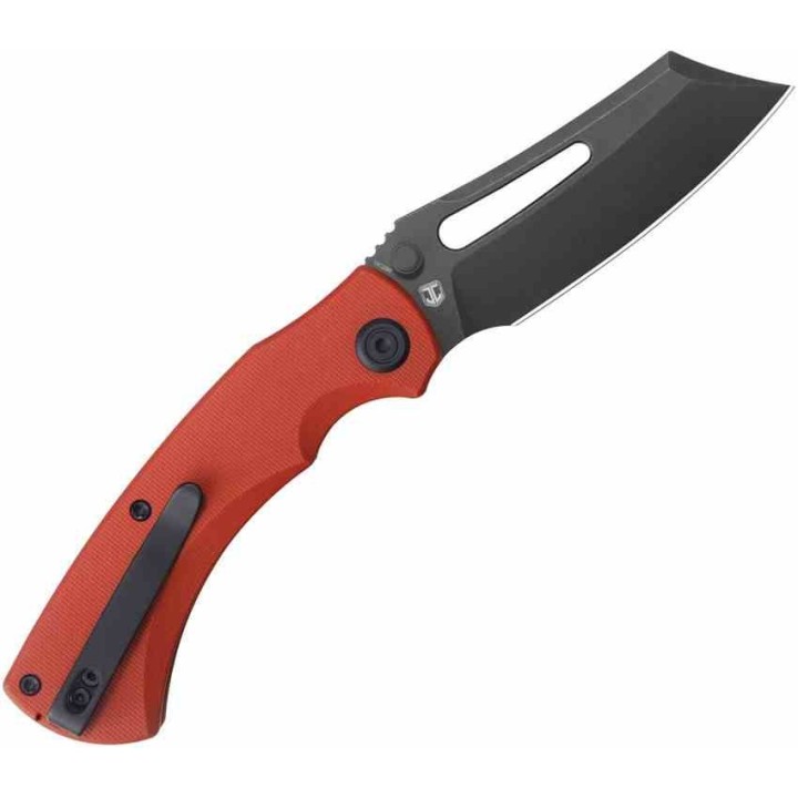 Couteau Kubey Dheo Red Lame Wharncliffe Acier Sandvik 14C28N Manche G-10 Button Lock IKBS KUB378C - Livraison Gratuite