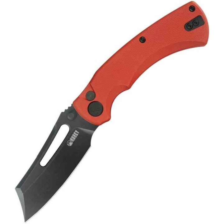 Couteau Kubey Dheo Red Lame Wharncliffe Acier Sandvik 14C28N Manche G-10 Button Lock IKBS KUB378C - Livraison Gratuite