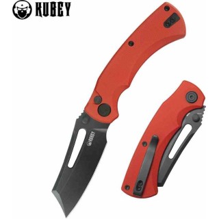 Couteau Kubey Dheo Red Lame Wharncliffe Acier Sandvik 14C28N Manche G-10 Button Lock IKBS KUB378C - Livraison Gratuite