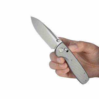 Couteau Kubey Bluff Lame Acier M390 Manche Titane Gris Crossbar Lock KUB383F - Livraison Gratuite
