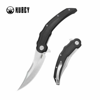 Couteau Kubey Wave Crest Pikal Black Lame Acier 14C28N Manche G10 KIVT KUB346A - Livraison Gratuite