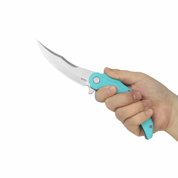 Couteau Kubey Wave Crest Pikal Tiffany Blue Lame Acier 14C28N Manche G10 Linerlock KIVT Clip KUB346B - Livraison Gratuite