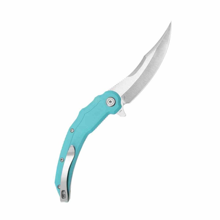 Couteau Kubey Wave Crest Pikal Tiffany Blue Lame Acier 14C28N Manche G10 Linerlock KIVT Clip KUB346B - Livraison Gratuite