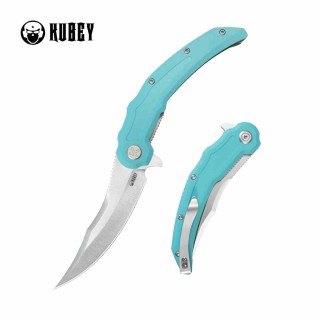 Couteau Kubey Wave Crest Pikal Tiffany Blue Lame Acier 14C28N Manche G10 Linerlock KIVT Clip KUB346B - Livraison Gratuite