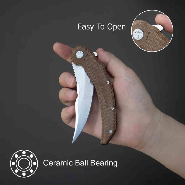 Couteau Kubey Wave Crest Pikal Yellow Lame Acier 14C28N Manche G10 Linerlock KIVT Clip KUB346C - Livraison Gratuite