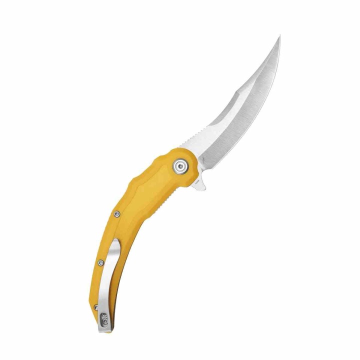 Couteau Kubey Wave Crest Pikal Yellow Lame Acier 14C28N Manche G10 Linerlock KIVT Clip KUB346C - Livraison Gratuite