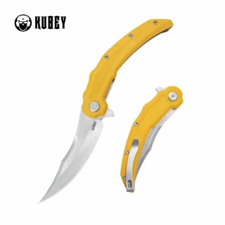 Couteau Kubey Wave Crest Pikal Yellow Lame Acier 14C28N Manche G10 Linerlock KIVT Clip KUB346C - Livraison Gratuite