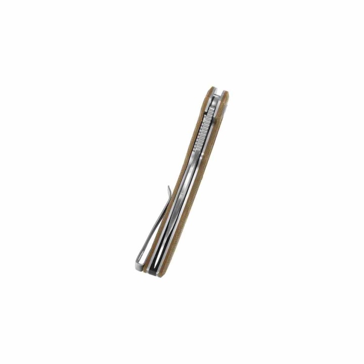 Couteau Kubey Wave Crest Pikal Brown Lame Acier 14C28N Manche Micarta Linerlock KIVT Clip KUB346D - Livraison Gratuite