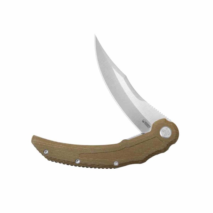 Couteau Kubey Wave Crest Pikal Brown Lame Acier 14C28N Manche Micarta Linerlock KIVT Clip KUB346D - Livraison Gratuite